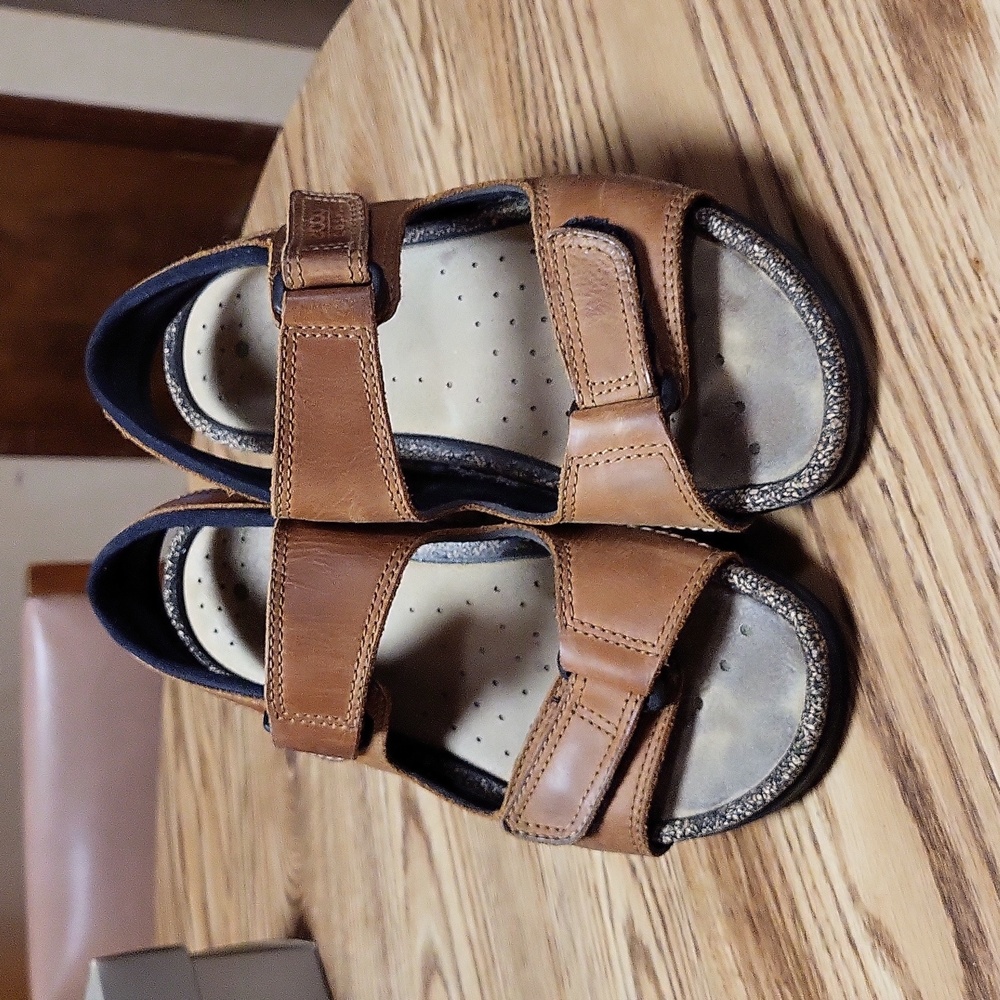 Ecco Cosmo Brown Nubuck Leather Cork Slingback Sandals